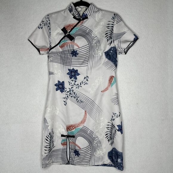 Women's Evening Cheongsam Dress Style Chinese Traditional Prom Medium White - Picture 2 of 10